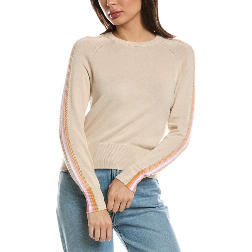 Wispr Womens  Geo Sleeve Crewneck Sweater